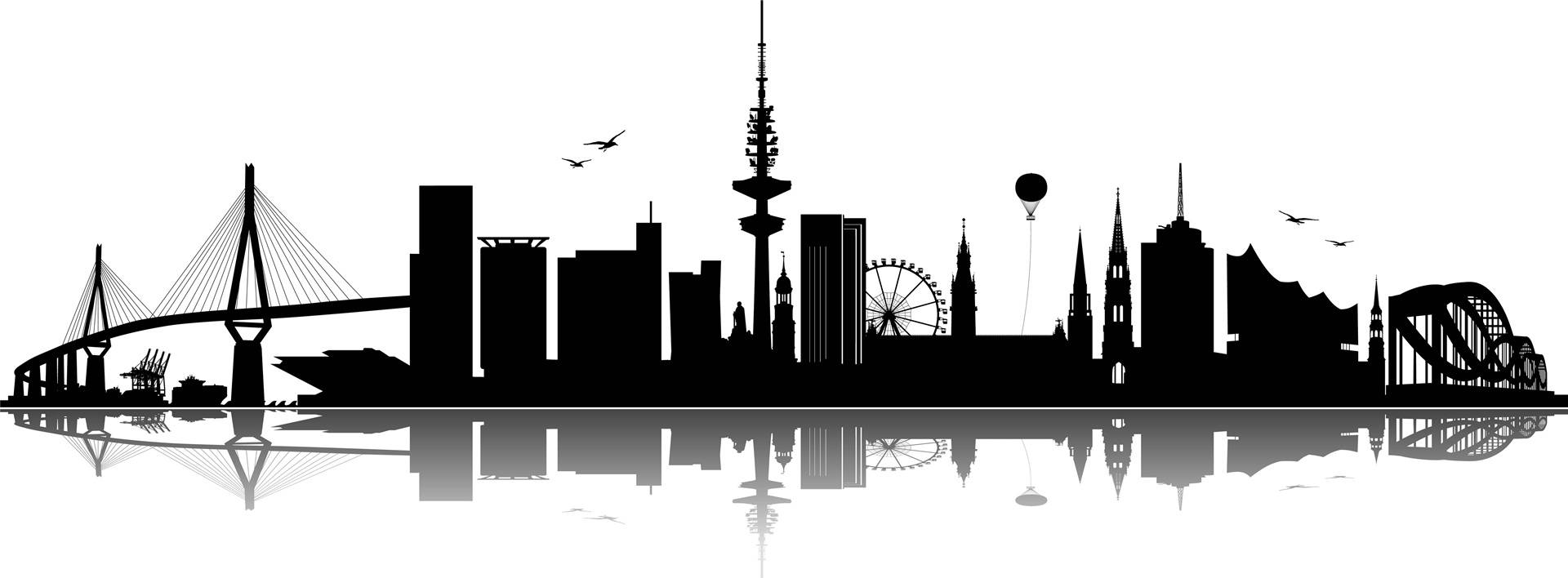 Hamburger Skyline Illustration, Escort Hamburg