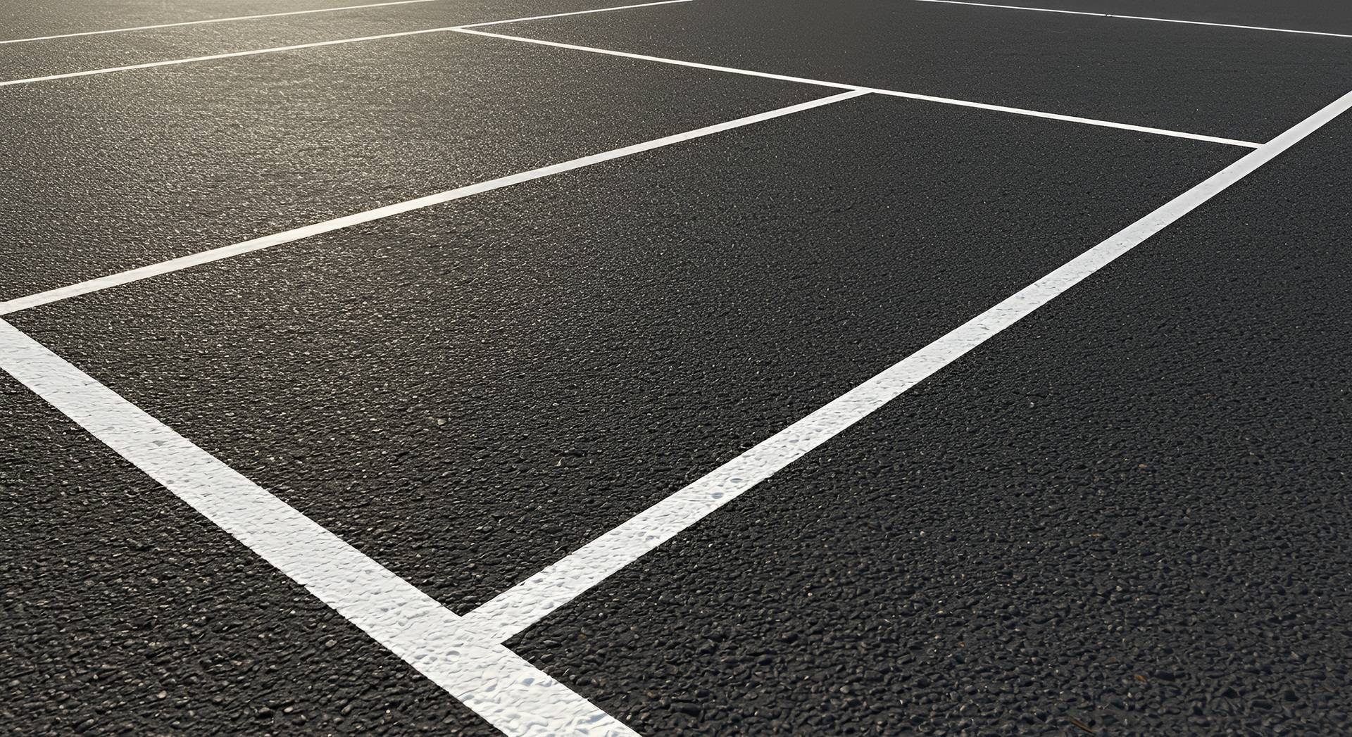 Parkplatzlinien auf Asphalt | Straßenmarkierung